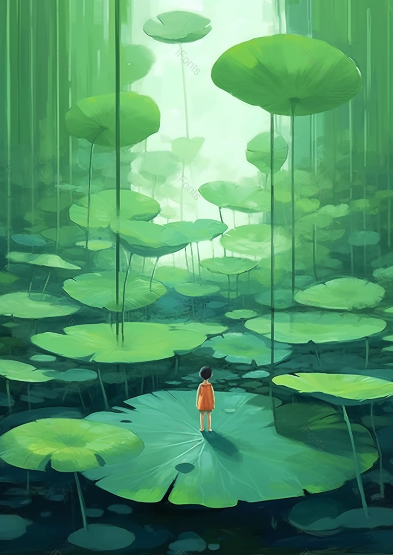夏天绿色植物卡通插画背景二十四节气,插画/手绘图,插画/手绘图库,插画/手绘图下载,插画/手绘